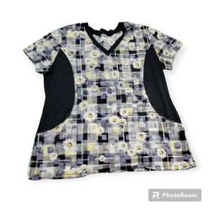 Womens White Cross  Scrub Top Size Large